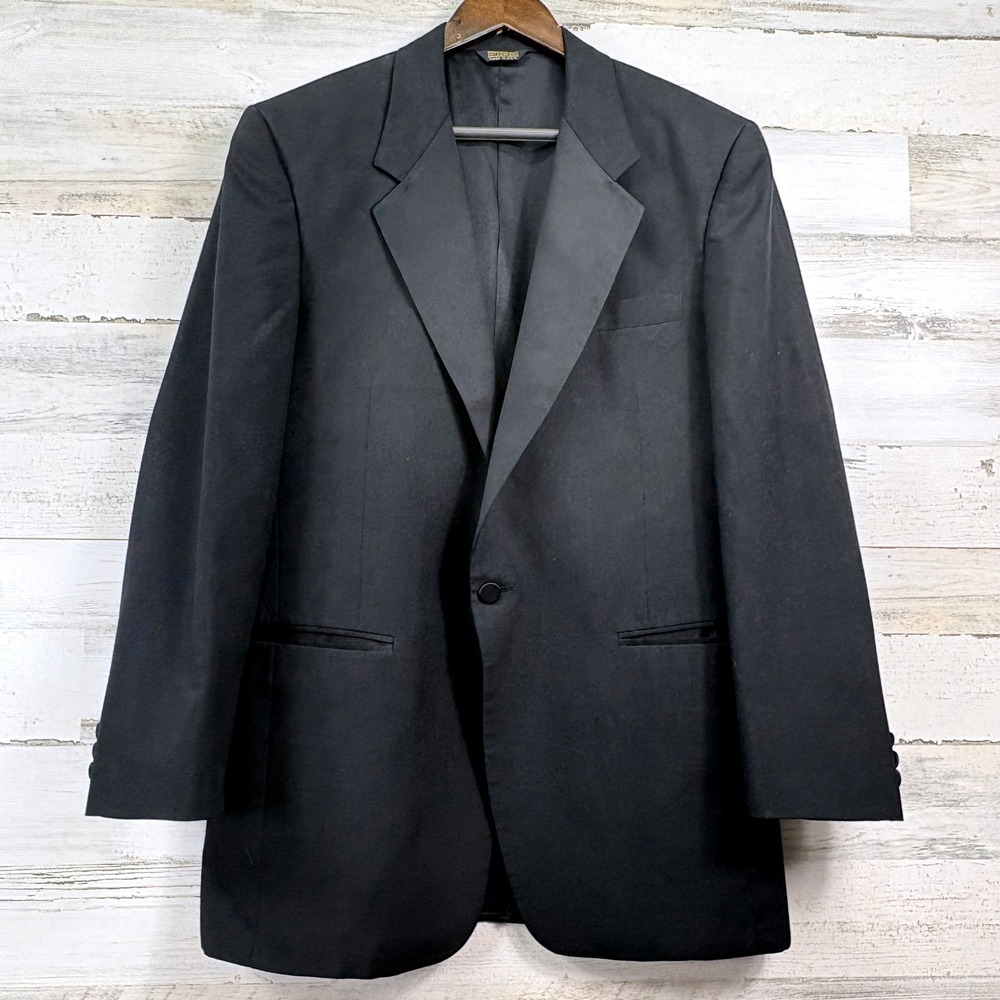 Adolfo‎ Tuxedo Blazer Mens 42R Black Formal Single Button Formal Old Money